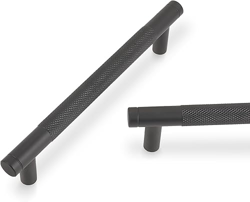 Paquete de 10 tiradores de gabinete de cocina negro mate de 3.75 pulgadas, tiradores de gabinete moleteados, tiradores de cajón negros, accesorios