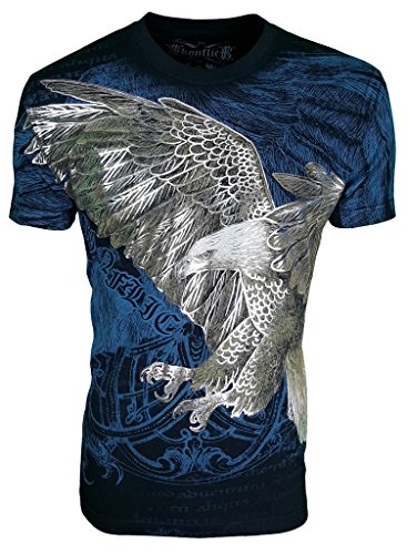 Konflic Men's Silver Eagle Crew Neck MMA Muscle T-Shirt