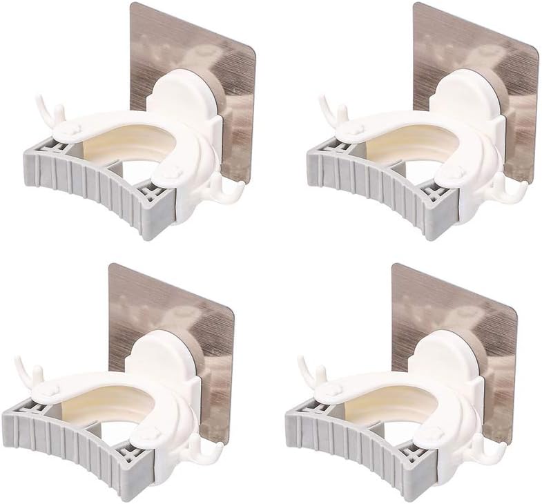 Mop and Broom Holder Wall Mount Self Adhesive for Your Home & Kitchen Organization and Storage (4 Pack)