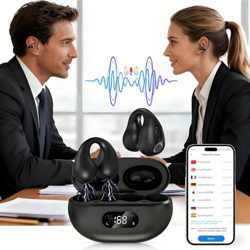 Language Translation Earbuds, 3-in-1 Phone Wireless Earbuds (Music, Calls, 144-language Real-time translate) Two-Way Bone Conduction Comfort Open Ear Headphone,fit iOS and Android,Travel and Business