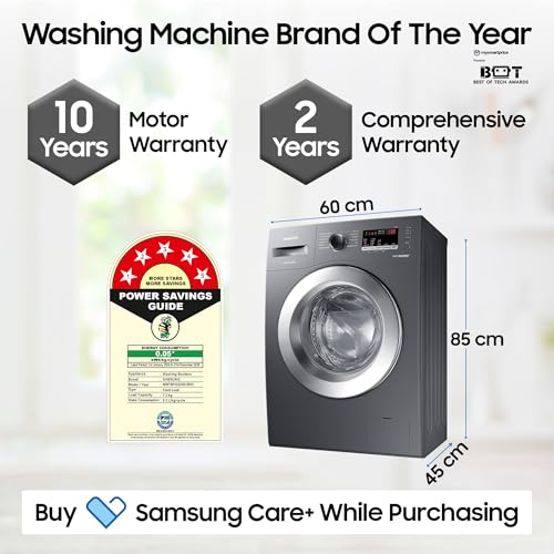 Image of Samsung 7 kg, 5 star, EcoBubble Technology, Hygiene Steam with Inbuilt Heater, Digital Inverter, Fully-Automatic Front Load Washing Machine (WW70R22EK0X /TL, INOX GRAY)
