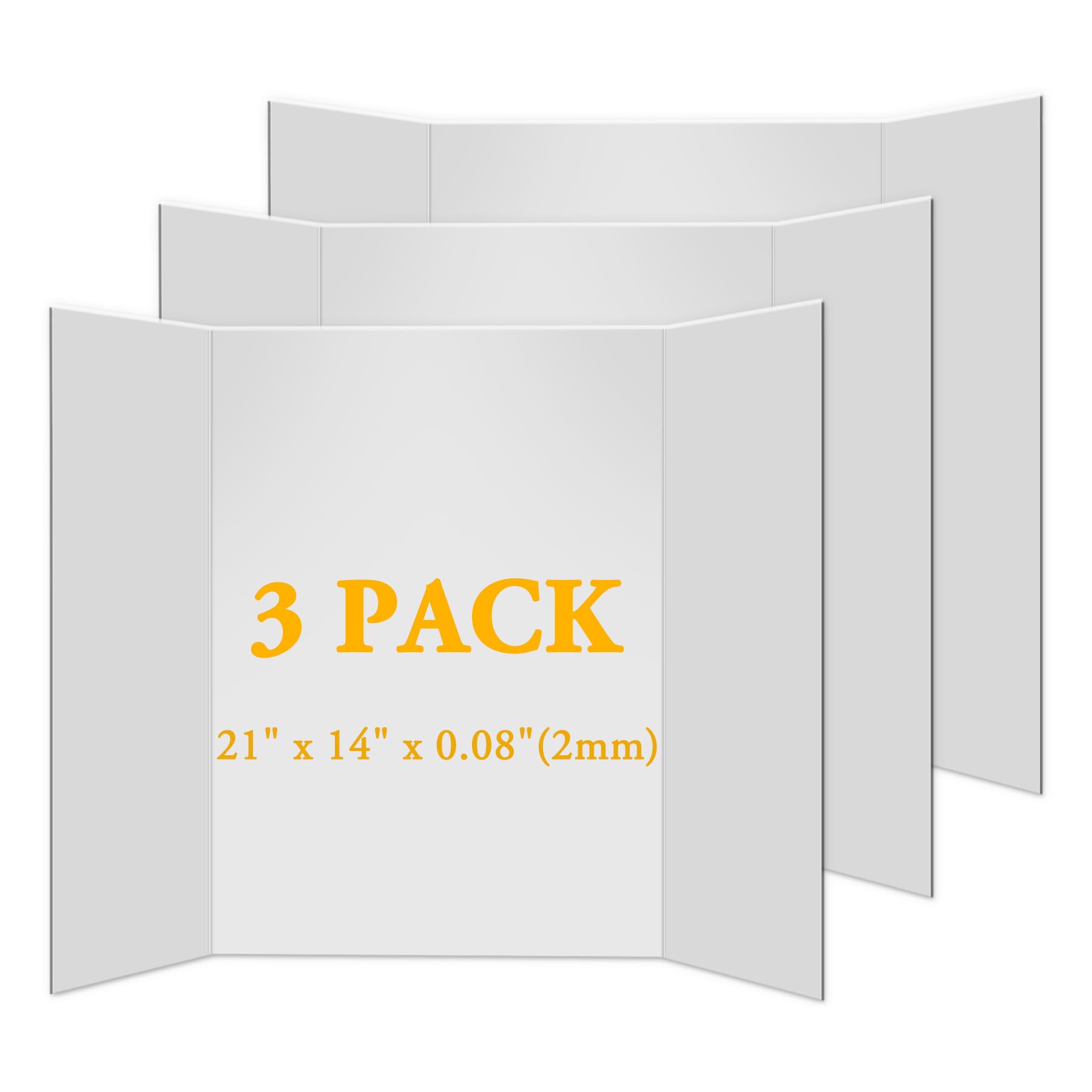 3Pcs Small Trifold Poster Board, 21 x 14 inches White Tri Fold Poster Boards Corrugated Presentation Board Science Fair Display Boards for School Fun Projects, Exhibitions and Business