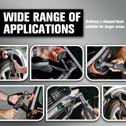 Image of BATOCA S6 Mini Cordless Polisher for Car Detailing, 2x2.0Ah Batteries, 0mm Rotary Buffer & 12mm Dual Action Polisher 1-3 Inch, 2 Different Speeds Heads Systems, 4.2k-21k, 1-5k RPM Carbon Style