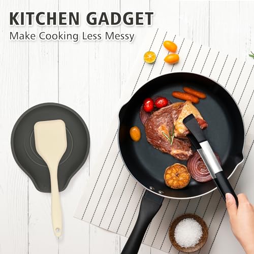 Silicone Spoon Rest for Stove Top - BPA-Free, Heat-Resistant Spoon Holder - Spoon Rest for Kitchen Counter - Large Cooking Utensil Rest for Spoons, Spatulas, Ladles or Tongs - Black - Image 4