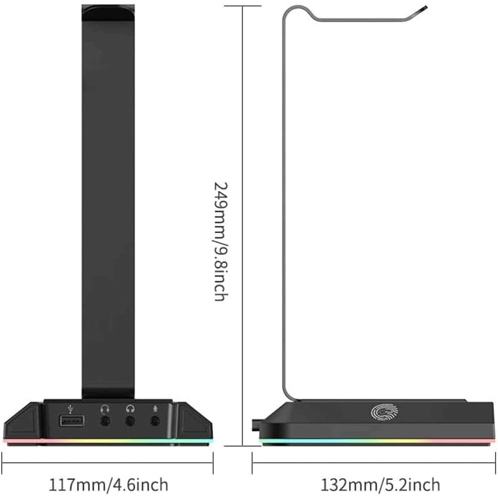ZUMAHA Nuevo Soporte para Auriculares Surround Gaming Soporte para Auriculares RGB con 2 USB y 3 de 3,5 mm para Gamer PC Soporte para Auriculares Soporte para Auriculares