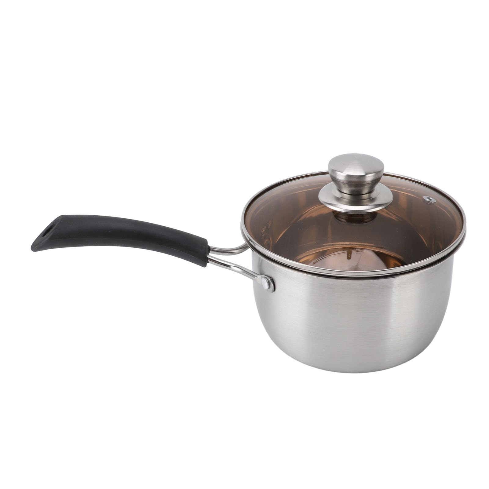 Pentola in acciaio inox, piccola pentola per latte, con manico singolo con rapido trasferimento di calore e design anti-scottatura, zuppa ispessita per alimenti per bambini, porridge e cottura a