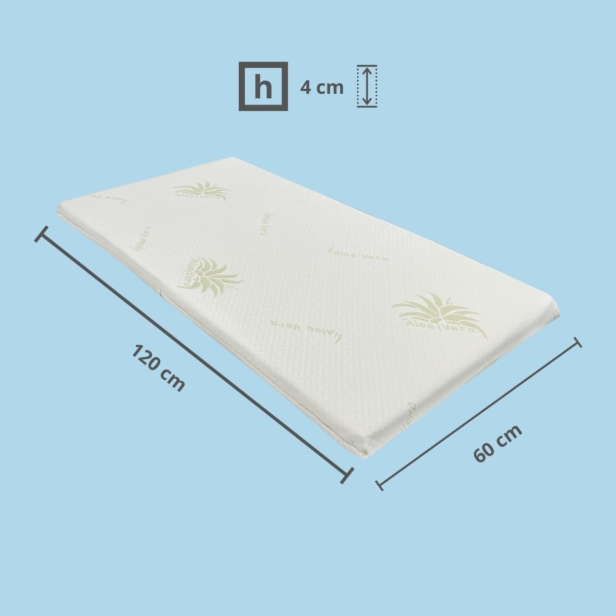 Kiby® Matelas pour lit Parapluie (certifié Oeko-TEX® & CERTIPUR™) en Aloe Vera, Enroulable de 4 cm d'epaisseur