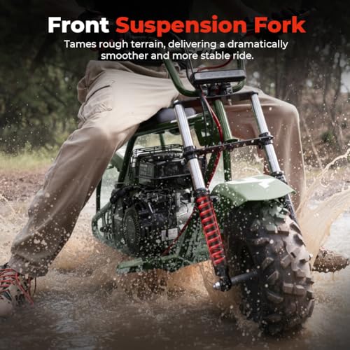 Image of FRP GMB100 Performance 99CC 4-Stroke Mini Dirt Bike - Upgraded Hydraulic Brakes & Front Suspension Fork, 28MPH Off-Road Mini Bike with LED Headlight, Anti-Slip Seat, Supports 220LBS, Green