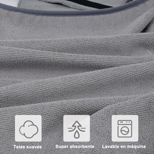 Bademantel Hund, Hundemantel, Bauch Anpassbarer, Graues Hundebademantel für Große Hunde, Ultraleicht Absorbierend, Tuch zum Trocknen, Schnell Trocknend, Innen- & Außenverwendung. XXL