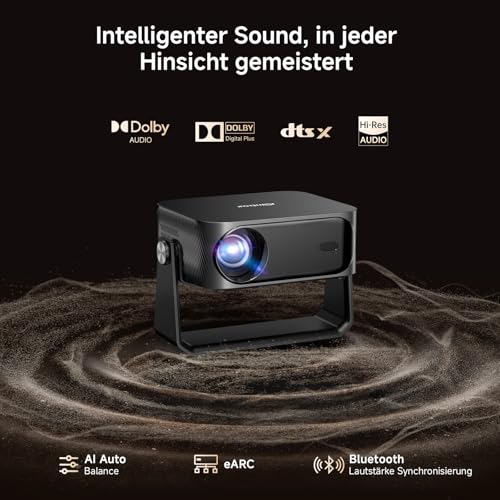 4K Smart Beamer mit Netflix-App & Kinoähnlichem Sound, iSinbox Autofokus & Trapezkorrektur, WiFi 6& Bluetooth 5.3, HDR10+, intelligenter tragbarer Projektor mit schwenkbarer Heimkino Beamer – Bild 5