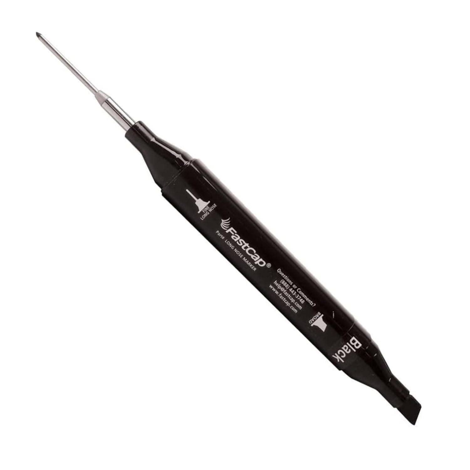 FastCap Long Nose Permanent Marker with Wide Chisel Point for Tool Foam Tracing - Perfect for Contractors and Technicians - Black, Bold 3mm Tip, Thin 1 mm Tip - 80553