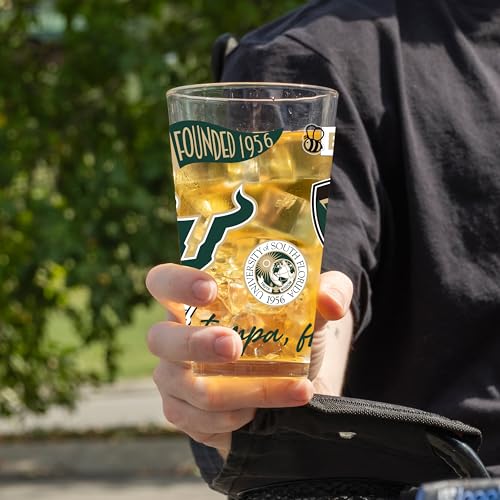 Image of Logo Brands NCAA 16 oz Pint Glass - Durable Glass With Bold Team Color- Chip-Resistant Rim Drinkware For Fans, Tailgates, Home Bars & Everyday Use