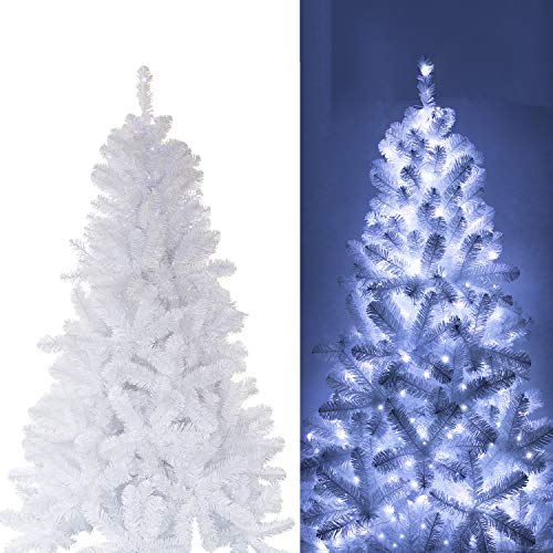 White Christmas Tree With Blue Lights
