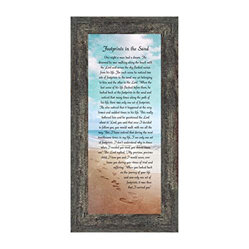 Footprints In The Sand Inspirational Wall Art, Beach Decor, Christian Gifts For Women And Men, Christian Wall Decor, Get Well Soon, Encouraging Scripture Wall Art, Framed Sympathy Gift 7349Bw #TOP1