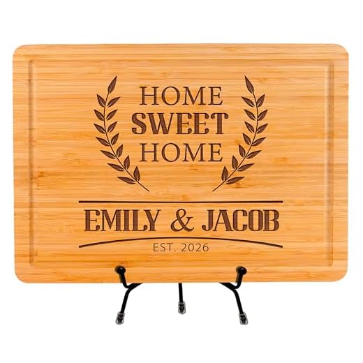 Customized New Home Housewarming Gift, Home Owner Couple Gift Ideas, Personalized Home Sweet Home Bamboo Cutting Board Present for First Home Buyer, Real Estate Engraved Gifts for New Home Buyer Gift