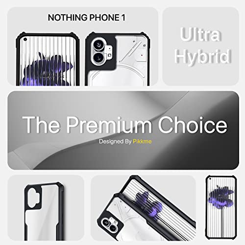 Image of Pikkme Nothing Phone 1 Back Cover | Crystal Clear Transparent Back | Ultra Hybrid | Full Camera Protection | Raised Edge | Bumper Back Case for Nothing Phone 1 (Black)