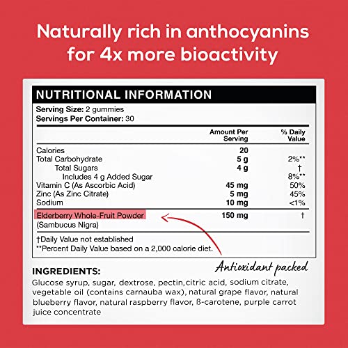 𝗪𝗜𝗡𝗡𝗘𝗥 𝟮𝟬𝟮𝟯* Elderberry Gummies, Sambucus - Natural Black Elderberry With Zinc And Vitamin C For Adults And Kids, Supplement And Vegan, 60 Elderberry Immune Support Gummies #TOP1