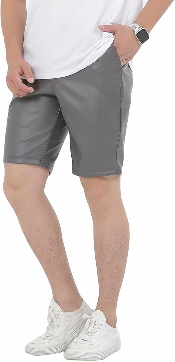 Amazon Trysimple レザーショーツ ストレッチあり メンズ レザーパンツ ショートパンツ ハーフパンツ 短パン Pu セクシー 革パン 大きいサイズ 男性 5分丈 夏 ショートパンツ 通販