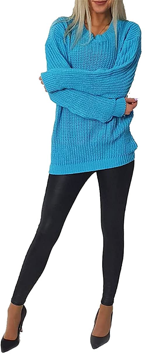 FAIRY BOUTIQUE Womens Chunky Knit Jumpers Winter Warm Fishnet Jumper Top Baggy Pullover Sweater (Turquoise UK 16-18)