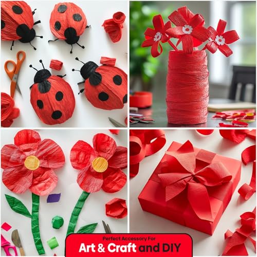 Image of 4 Red Streamers, 328ft Pack of Crepe Paper Party Decorations