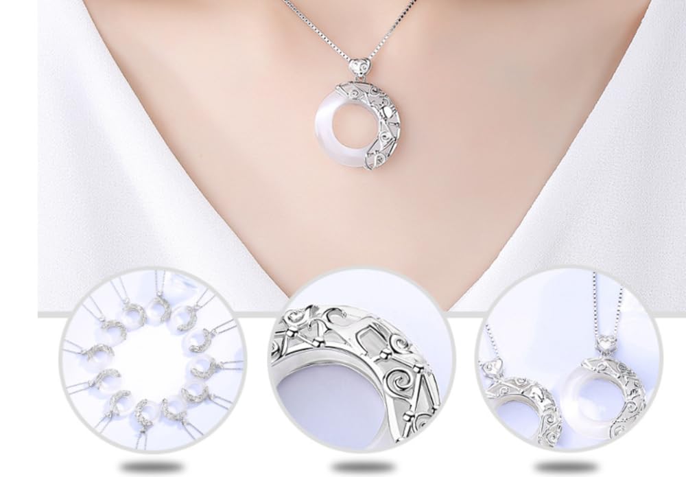 Feng Shui， Halskette aus Sterlingsilber, Sternzeichen für Frauen, Elegante Damen, natürlicher Jade-Kreis, chinesische Harmonie-Schnalle, Anhänger, Schmuck, Mädchen-Geburtstagsgeschenk