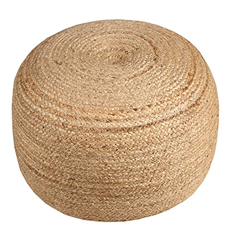 About Home Puf otomano/reposapiés 100% yute trenzado a mano natural, apto para sala de estar, dormitorio, patio, habitación de los niños (asiento para niños), tamaño 50 x 30 x 30 cm (largo x ancho x