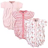 Hudson Baby Unisex Cotton Rompers, Coral Flamingo, 9-12 Months