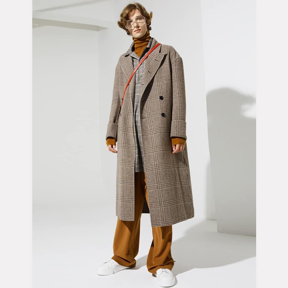 格安 ロングコートメンズ 冬 膝下丈 両面ウール トレンチコート コート ジャケット Proksi Si