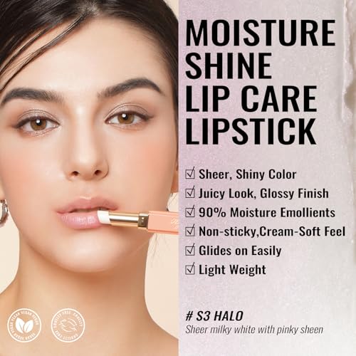 2. Bild von Oulac 2 in1 Schimmernder Lippenstift und Lip Balm Weiß, Saftiger und Glänzender lippenpflege Lippenstift, Hydratisierte Lippen, Glänzendes Finish für Trockene, Rissige und Spröde Lippen, Vegan (S03)