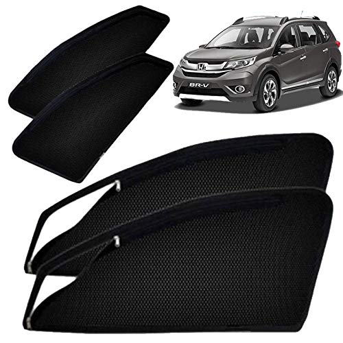 Image of Autofact Magnetic Car Sunshades Compatible with Honda BRV (Set of 4) - Easy Installation, UV Protection, Keeps Car Cool (Front 2 with Zippers for Easy Access, Rear 2 Without Zippers)