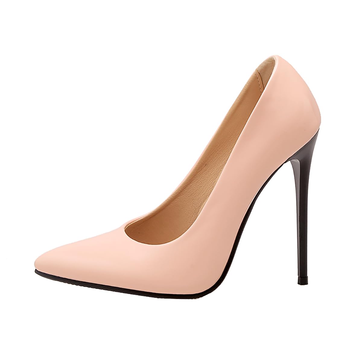 Damskie 12 cm Architektoniczne Szpilki Błyszczące Lakierowane Skórzane Szpiczaste Czółenka Minimalistyczny Luksus do Pracy i Gali, CIELISTY, 40 EU