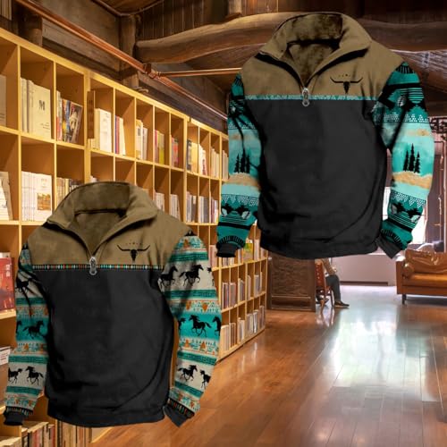 Bengbobar Western Cowboy Sweatshirts for Men Ethnic Retro Aztec Printed Hoodie Long Sleeve Western Jackets for Men3