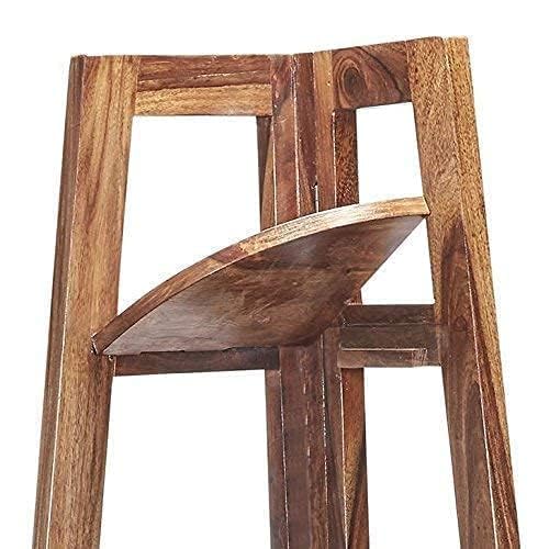Image of HITHOS Solid Sheesham Wood 5 Tier Corner Shelf | Wooden Ladder Bookcase for Living Room, Bedroom and Office | Floor Standing Home Decor Display Rack for Plants & Books (Brown Finish)