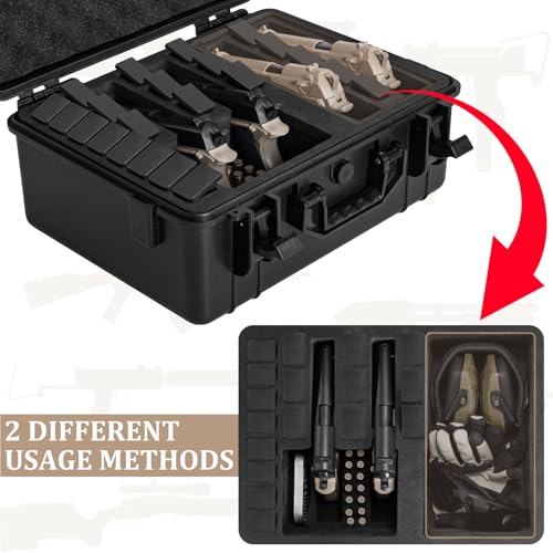 Image of TSA Approved Gun Pistol Case Waterproof Handgun Case with Pre-Cut EVA Foam Shockproof Travel Carrying Hard Shell Case Included Silica Gel Canister, Black