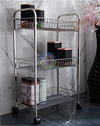 See full amazon price history chart for Cosmos Stainless Steel 3 Tier Large Kitchen Organizer Trolley with Anti Skid Mat | Bottle Rack | Kitchen Rack | Rack for Storage | for Office, Utility Area | Size (W- 46cm, D- 26cm, H - 76cm) Cosmos Stainless Steel 3 Tier Large Kitchen Organizer Trolley with Anti Skid Mat | Bottle Rack | Kitchen Rack | Rack for Storage | for Office, Utility Area | Size (W- 46cm, D- 26cm, H - 76cm) (B0C7CX1F43) Amazon Price History, Amazon Price Tracker