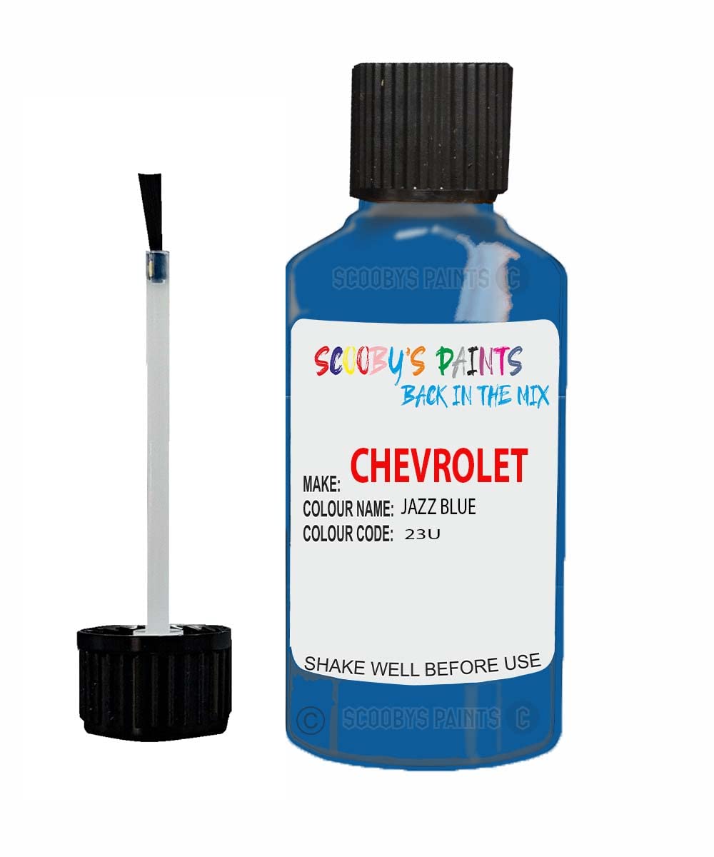 Scoobys Paints Back In The Mix Jazz Blue Touch Up Paint For Chevrolet Matiz 23U 2005-2009 30Ml Bottle Brush Scratch Stone Chip Repair Pen