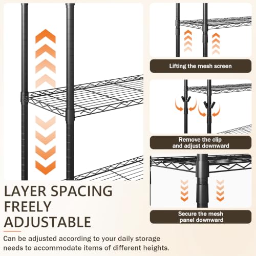 Image of GarveeTech Heavy Duty Garage Shelving Unit, 48 in L x 20 in D x 60 in H, Adjustable Wire Shelving Unit, 1200 LBS Load Capacity, 4-Tier Durable Metal Shelves for Garage, Pantry, Basement, Workshop