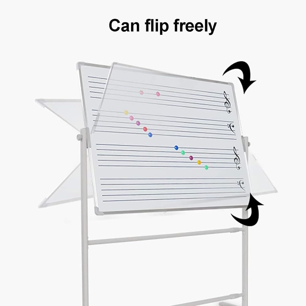 Pizarra Blanca Móvil Para Personal De Música, Imán De Borrado En Seco, Forrada Para Personal De Música, Pizarra Blanca Rodante De Doble Cara Para Personal De Música,60 * 90cm
