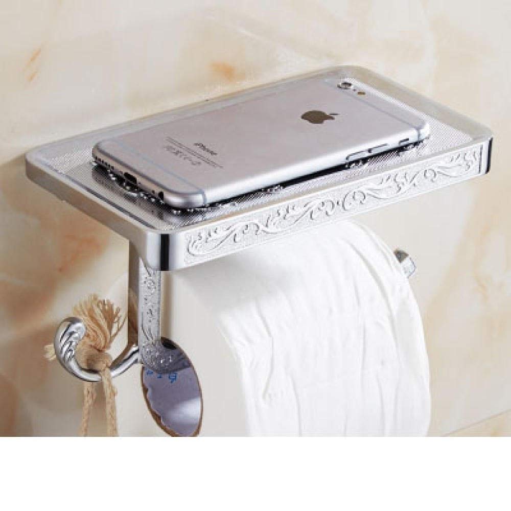 XYNSNDB Porta Carta igienica Antico Intagliato a Muro per Telefono 6P Porta Rotolo di Carta igienica per Telefono Cellulare Bianco Oro Porta Rotolo di Carta igienica da Bagno con Vintage