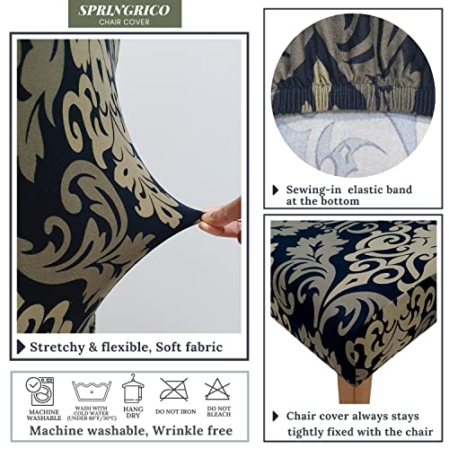 Image of SPRINGRICO Chair Covers for Dining Room Set of 4, Stretch Dining Chair Cover, Washable Spandex Kitchen Parsons Chair Slipcovers, Removable Seat Protector for Home or Party (4 Pack, Royal Black1)