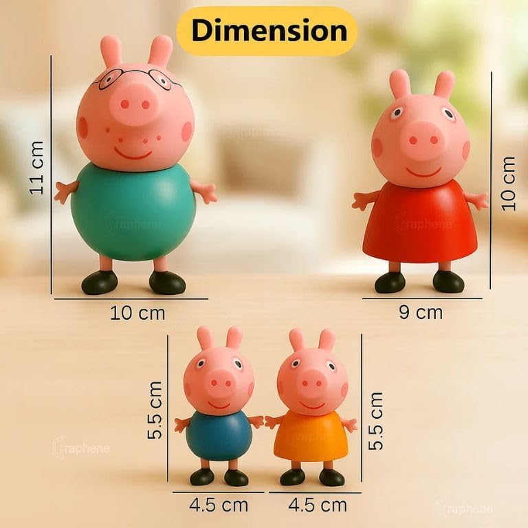 Image of Peppa Pig Family Figurine Set - 4-Piece Playset with Peppa, George, Mummy & Daddy Pig | Ideal Pretend Play Toy for Kids Ages 3+ | Perfect Birthday & Party Gift