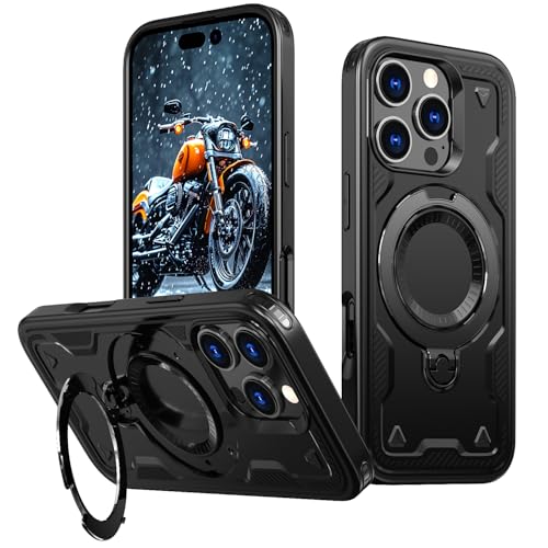 Coque iPhone 16 Pro Max fine et durable avec anneau magnétique intégré noir