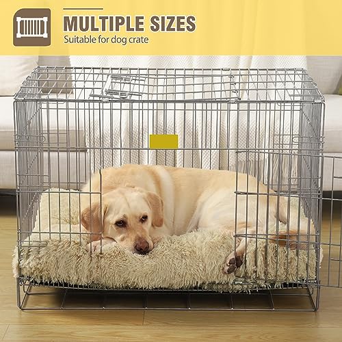 KSIIA Hundebett Grosse Hunde Waschbar, Plüsch Hundekissen flauschig, 90x60cm, rutschfeste Unterseite, Hundematte für große, mittelgroße Hunde, Hundekorb Hundematratze Haustierbett Khaki