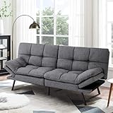 MUUEGM Futon Sofa Bed，Memory Foam Futon Convertible Couch Bed, Sofa Bed Couch,Modern Loveseat Sofa,Sleeper Couch for Small Space，Apartment, Living Room,Adjustable Backrests Armrests,Grey