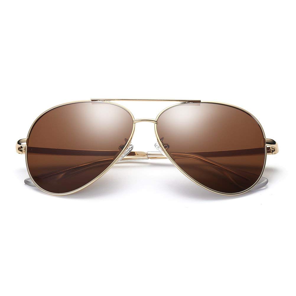 Leonlion Premium Classic Aviator Sunglasses for Men and Women, Polarized UV400 Protection Tea