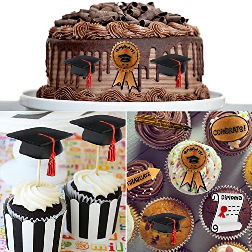 Image of Sakolla Graduation Fondant Molds Silicone Doctoral Cap Diploma Chocolate Candy Molds Congrats Grad Congratulations Mould Cake Toppers Party Decorations for 2026 Graduation Celebration