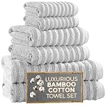 Towelogy® Luxury Towel Sets with Bath Sheet | Premium Blend of 60% Bamboo and 40% Cotton | 1x Bath Sheet, 1x Bath Towel, 2x Hand Towels, 2x Face Cloths | Super Soft, Quick Dry Towel Bale Set (Silver)
