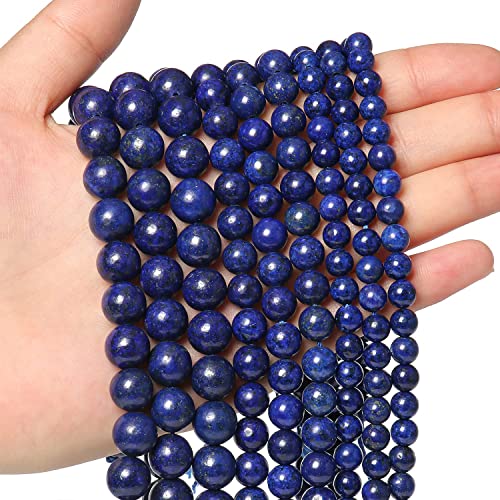 10mm Lapis Lazuli Beads for Bracelets, Blue Stone Beads Crystal Gemstone for Jewelry Making, Blue Bead Art Crafts for Adult DIY Bracelet Making 35pcs