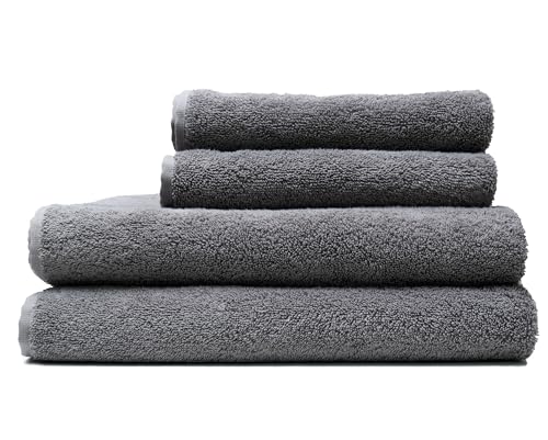 PEMBE HOME - Juego de 4 Toallas de Baño Premium - 2 Ducha + 2 Manos, 140 x 70 cm & 100 x 50 cm, Gris, 600gr, 100% Algodón, 600 gsm, Extra Suaves, Absorbentes, Resistentes y de Secado rápido