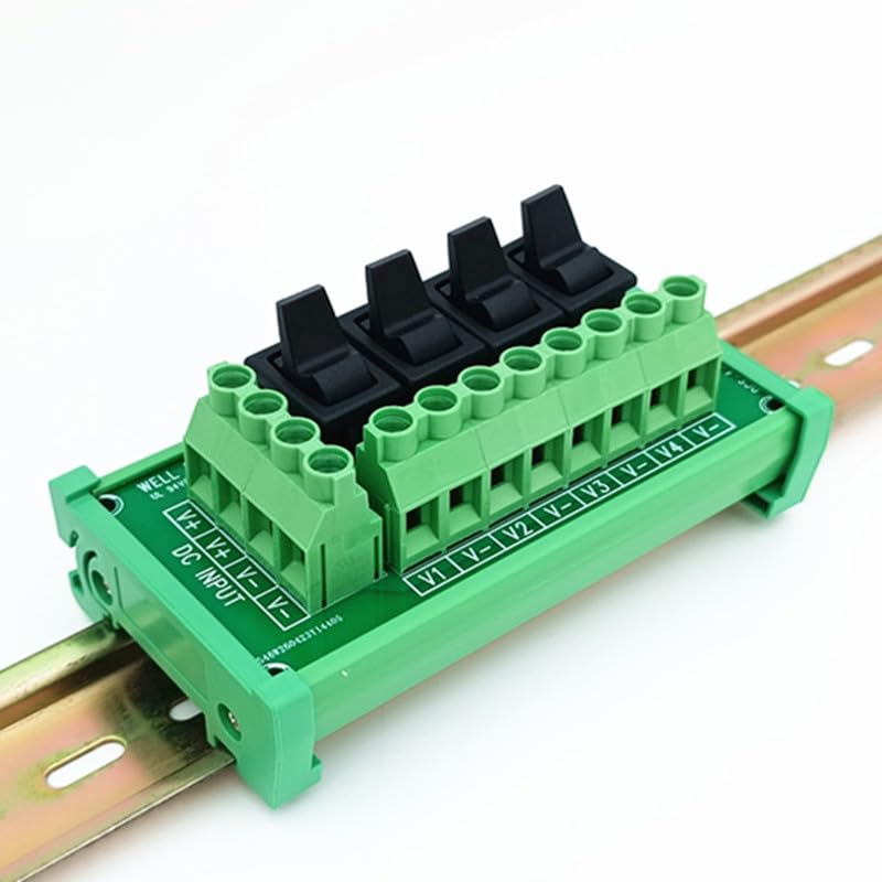 DIN Rail Mount 4 Channel Paddle Switch Power Distribution Strip Module.